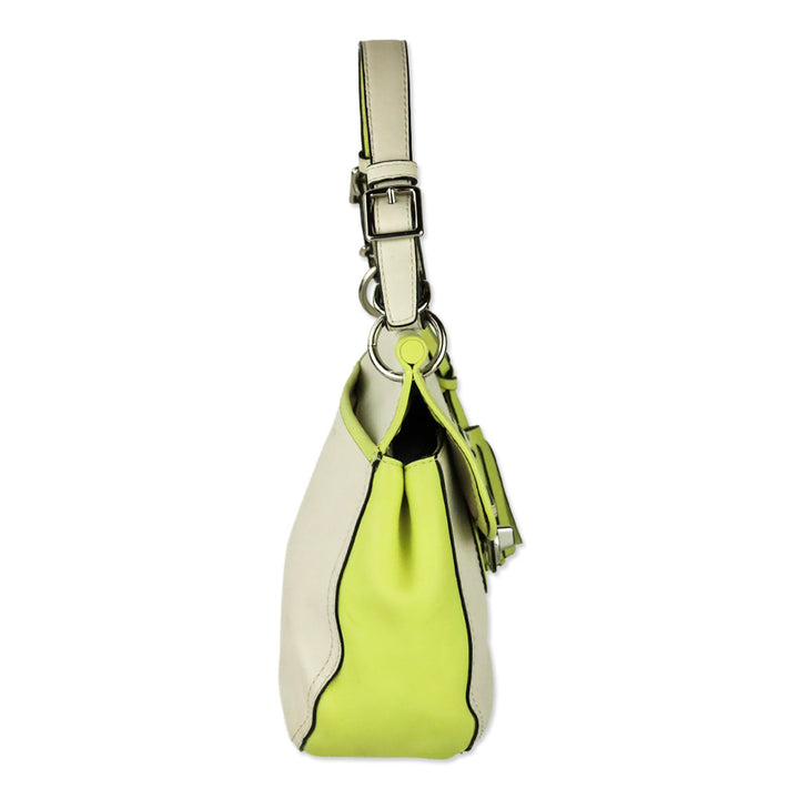 Coach Cream & Lime Green Two-Tone Leather Legacy Archival Willis Satchel Crossbody Bag