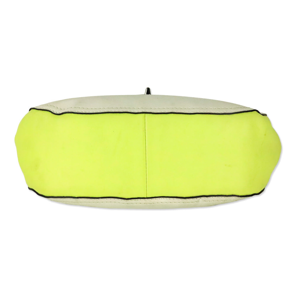 Coach Cream & Lime Green Two-Tone Leather Legacy Archival Willis Satchel Crossbody Bag
