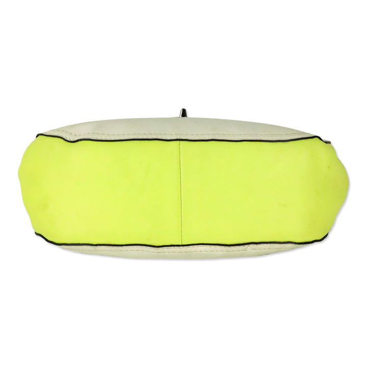 Coach Cream & Lime Green Two-Tone Leather Legacy Archival Willis Satchel Crossbody Bag