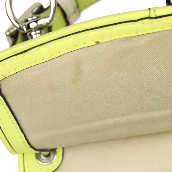 Coach Cream & Lime Green Two-Tone Leather Legacy Archival Willis Satchel Crossbody Bag
