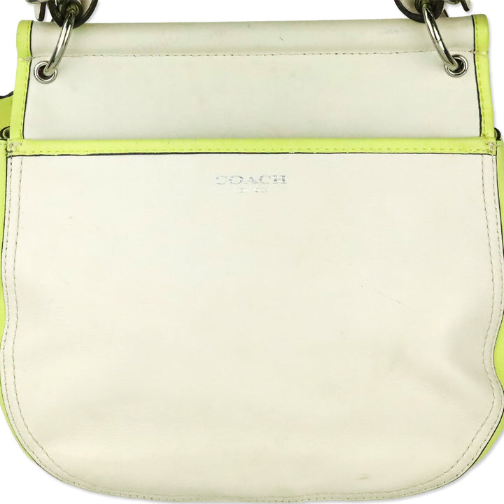 Coach Cream & Lime Green Two-Tone Leather Legacy Archival Willis Satchel Crossbody Bag