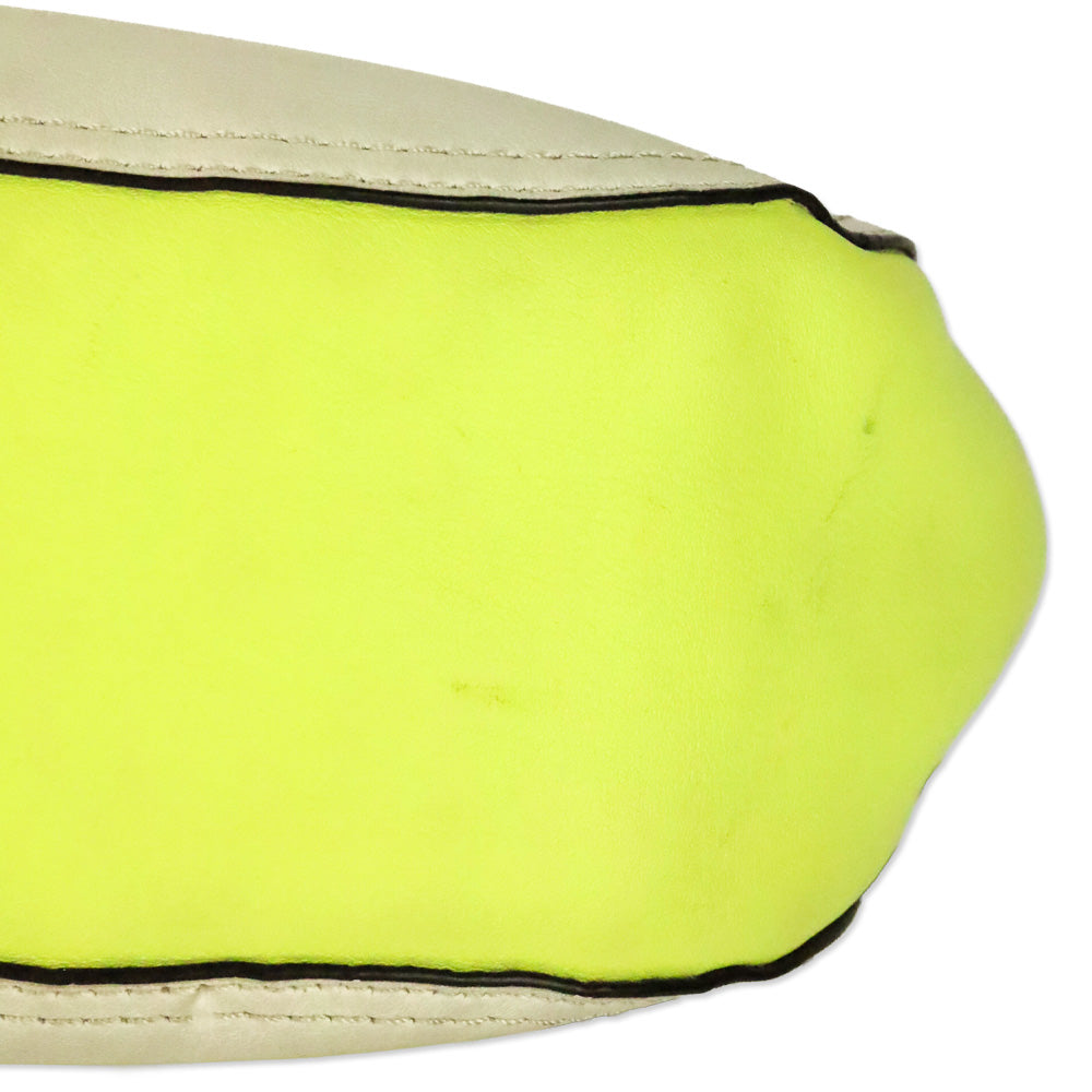 Coach Cream & Lime Green Two-Tone Leather Legacy Archival Willis Satchel Crossbody Bag