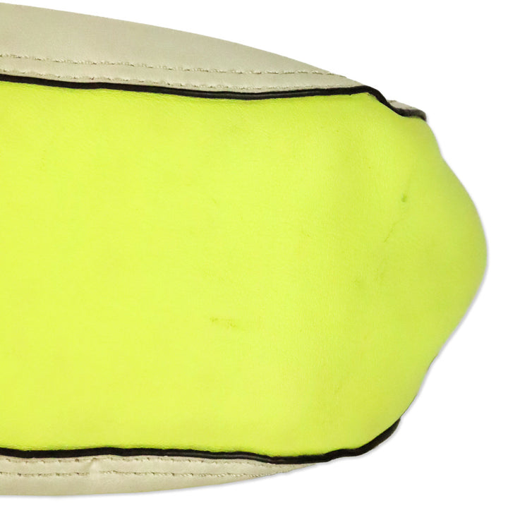 Coach Cream & Lime Green Two-Tone Leather Legacy Archival Willis Satchel Crossbody Bag