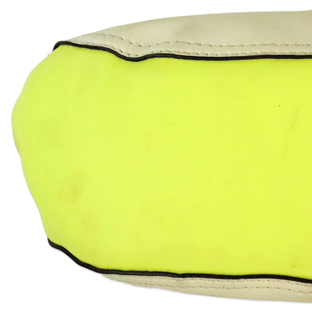 Coach Cream & Lime Green Two-Tone Leather Legacy Archival Willis Satchel Crossbody Bag