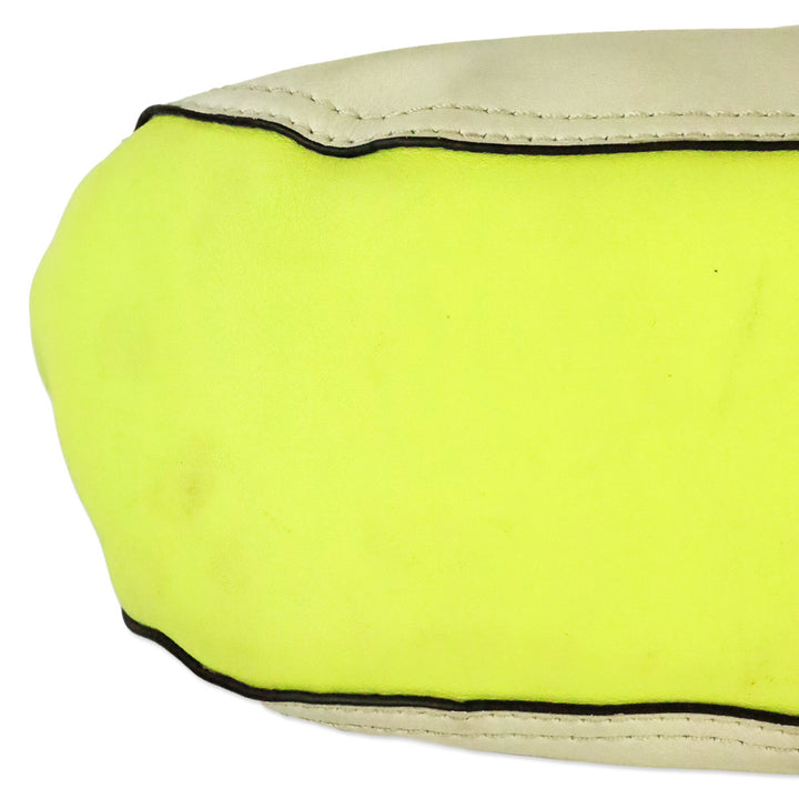 Coach Cream & Lime Green Two-Tone Leather Legacy Archival Willis Satchel Crossbody Bag