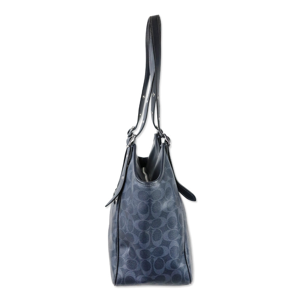 Coach Denim Blue Signature Meadow Shoulder Bag