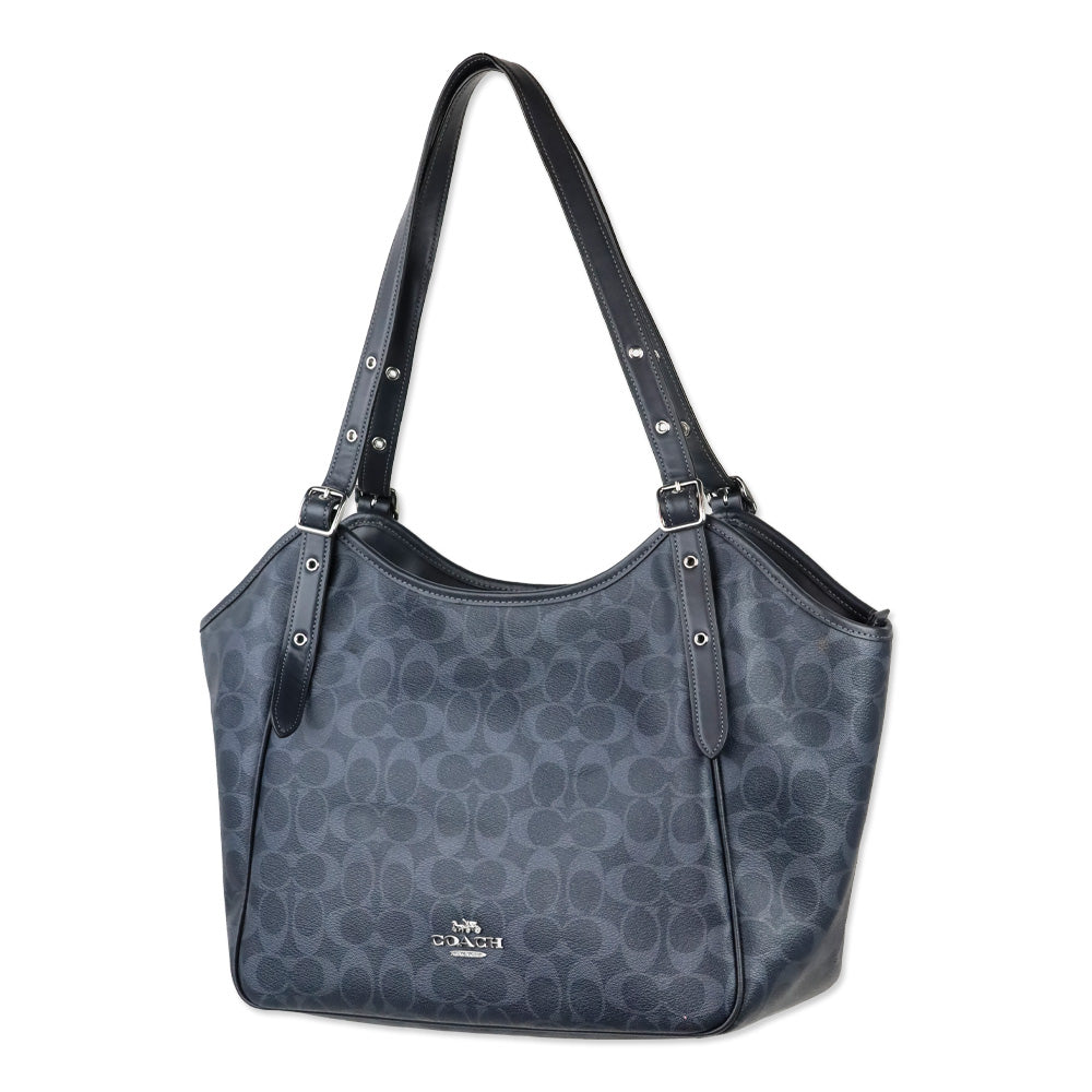 Coach Denim Blue Signature Meadow Shoulder Bag