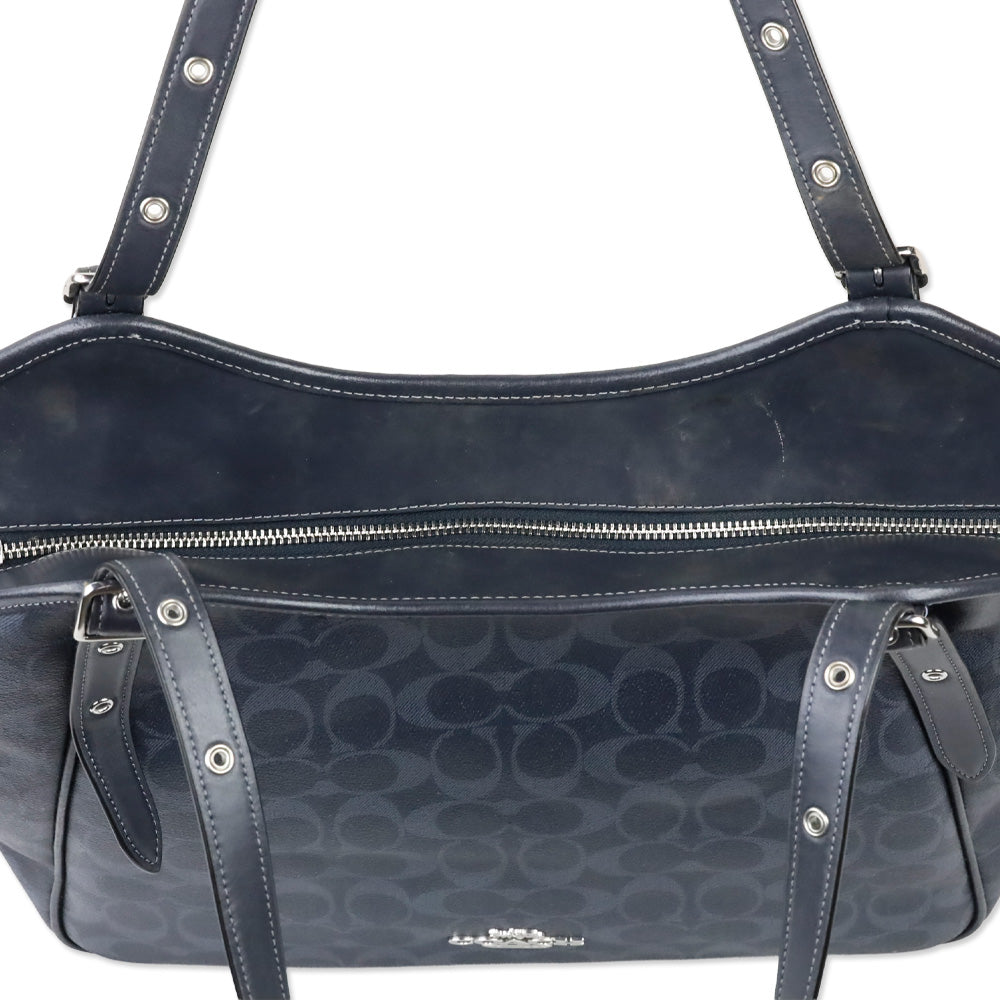Coach Denim Blue Signature Meadow Shoulder Bag