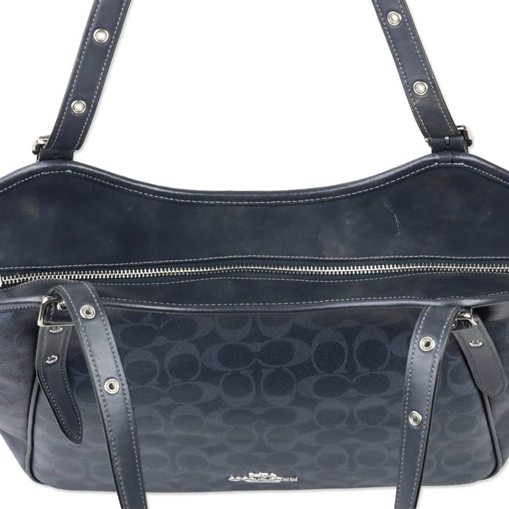 Coach Denim Blue Signature Meadow Shoulder Bag