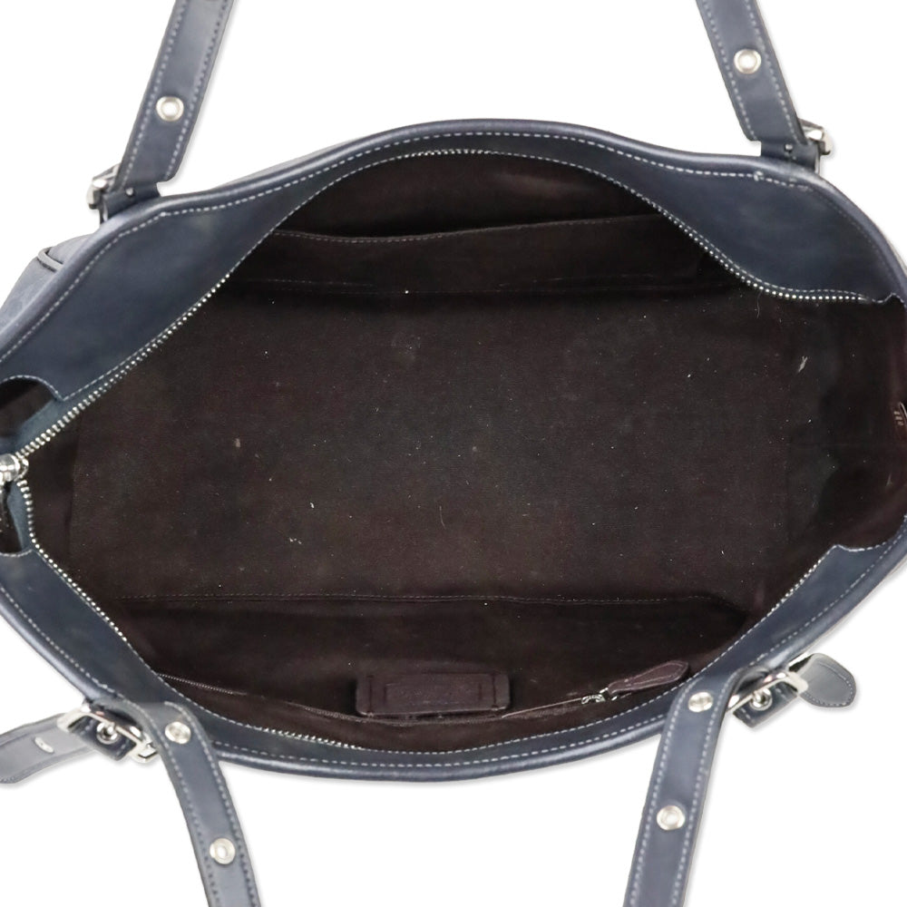 Coach Denim Blue Signature Meadow Shoulder Bag