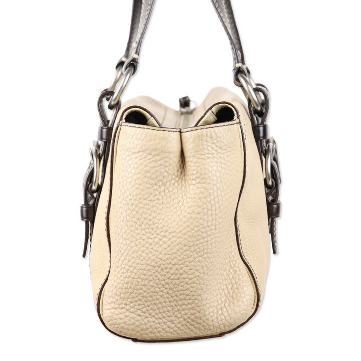 Coach F10887 Chelsea Beige Pebbled Leather Zip Satchel Shoulder Bag