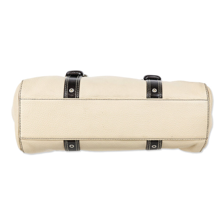 Coach F10887 Chelsea Beige Pebbled Leather Zip Satchel Shoulder Bag