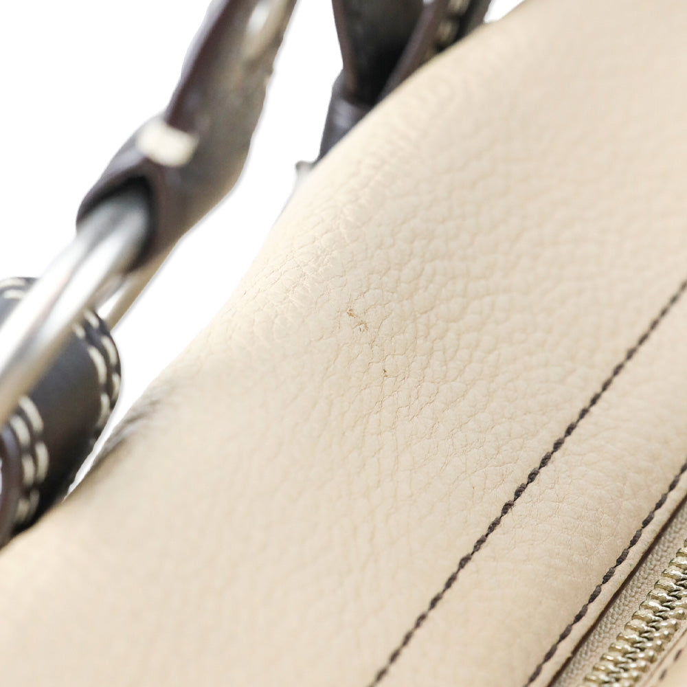 Coach F10887 Chelsea Beige Pebbled Leather Zip Satchel Shoulder Bag