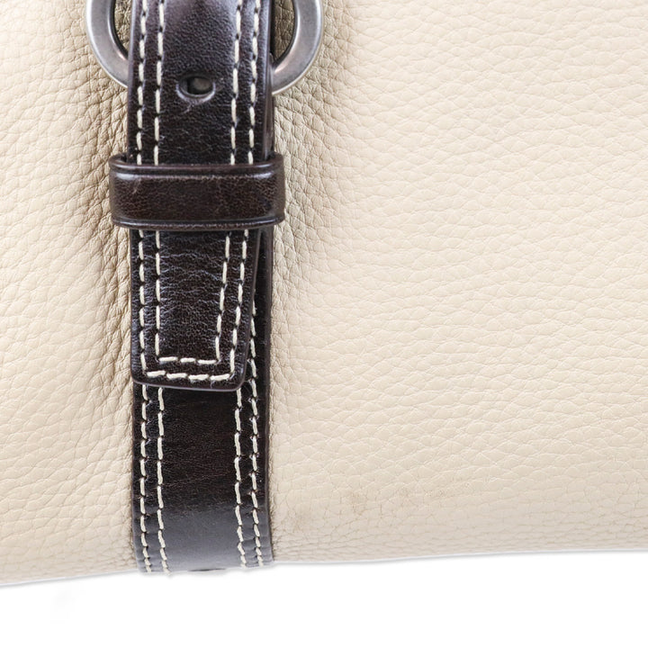 Coach F10887 Chelsea Beige Pebbled Leather Zip Satchel Shoulder Bag