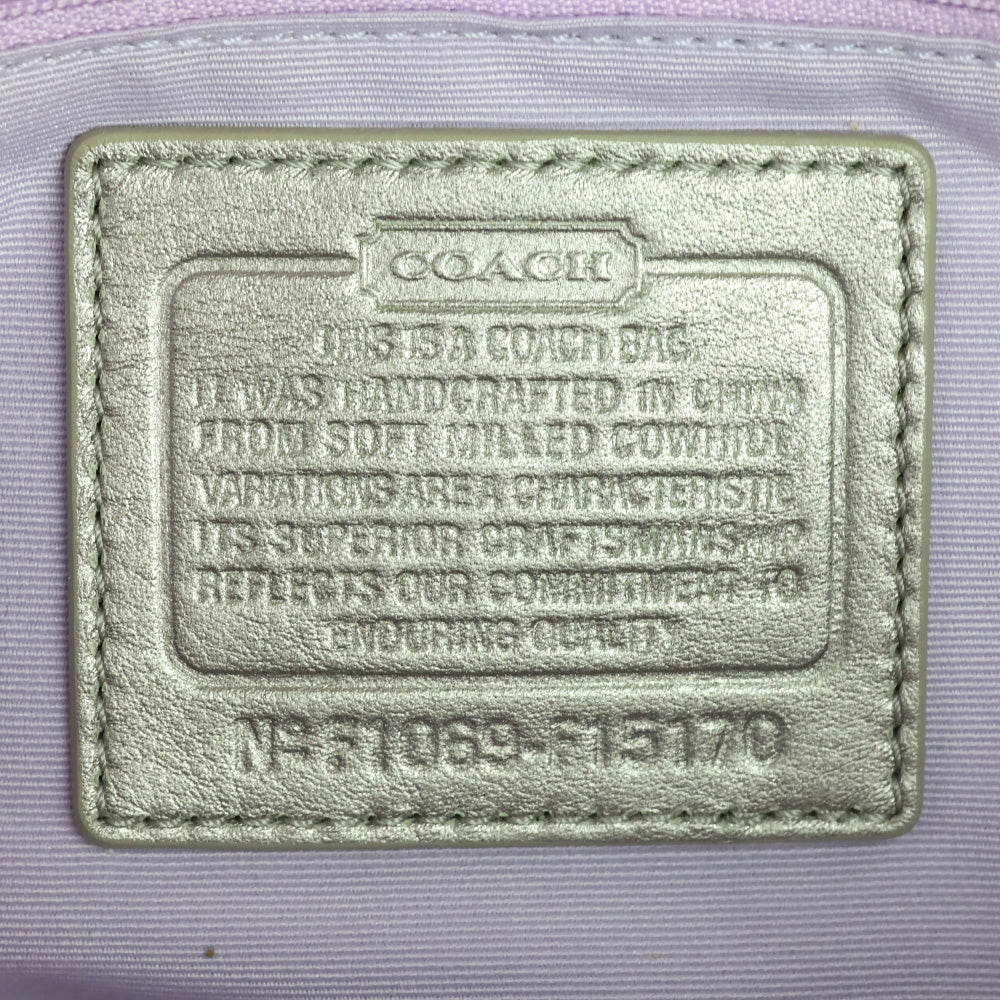 Coach F15170 Metallic Silver Pebbled Leather Flap Legacy Hobo Bag