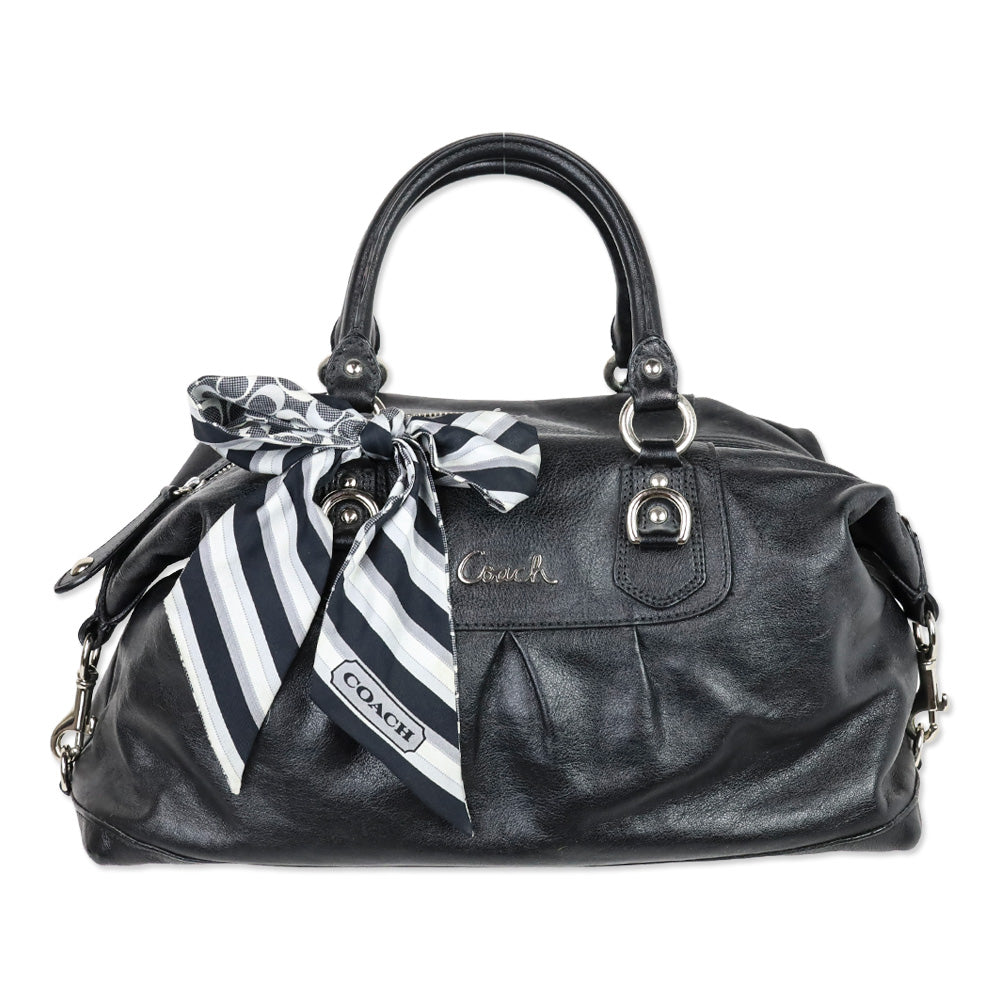 COACHバック。 Coach F15447 Large Ashley Black Leather Satchel | DBLTKE Luxury
