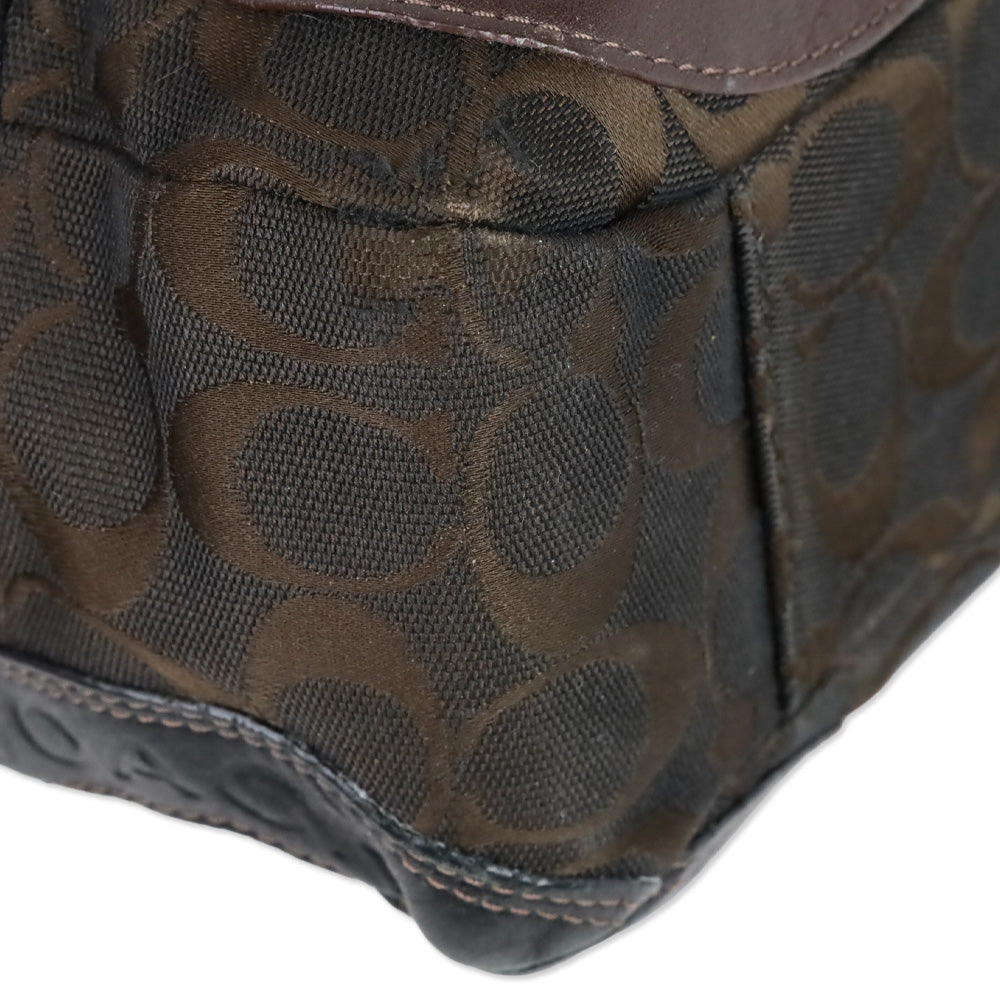 Coach F15466 Brown Patent/Canvas/Leather Circle Mosaic Patchwork East West Tote