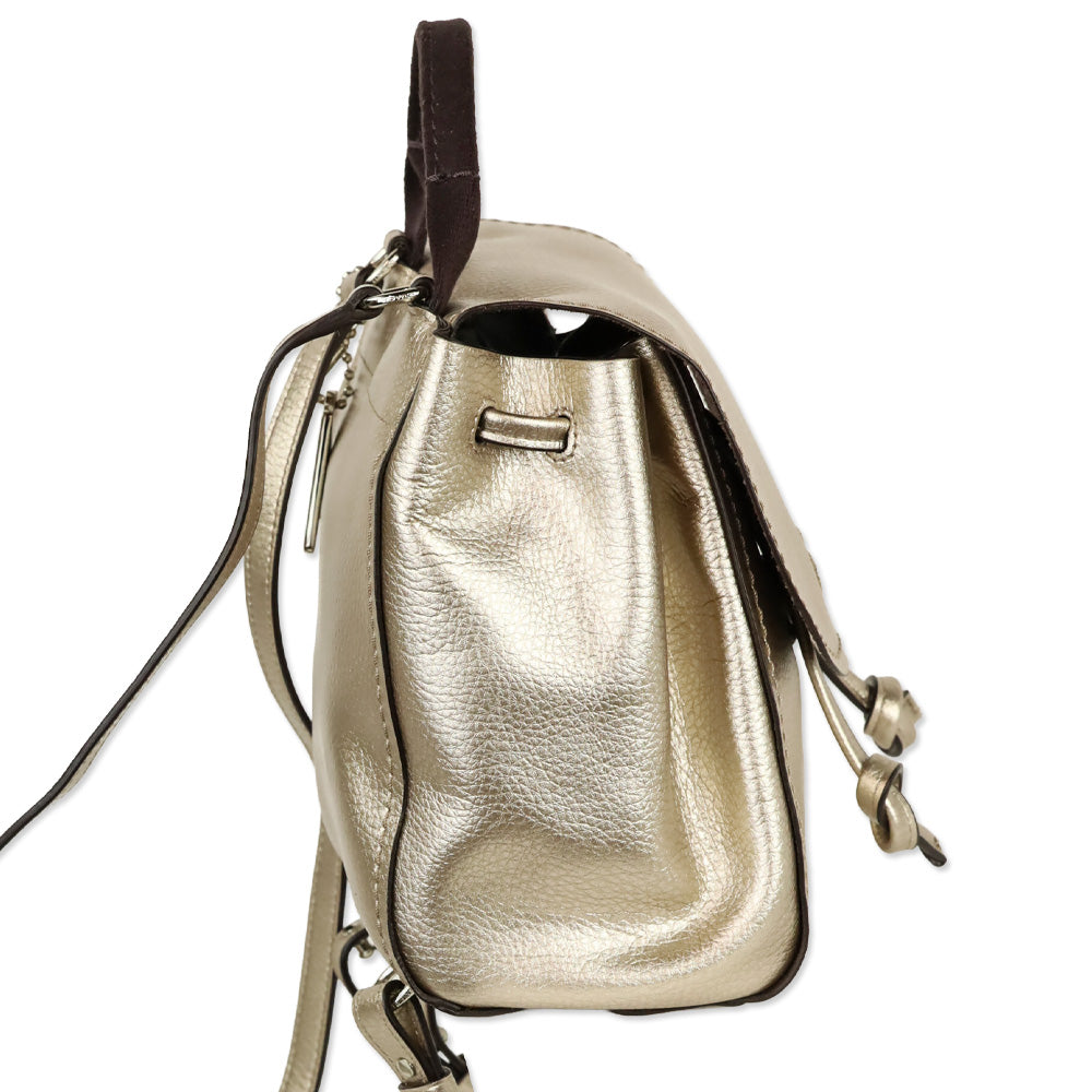Coach F16605 Metallic Leather Mini Derby Backpack