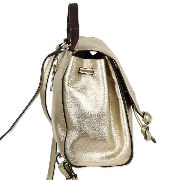 Coach F16605 Metallic Leather Mini Derby Backpack