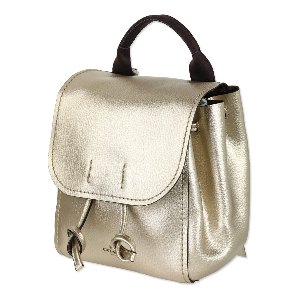 Coach F16605 Metallic Leather Mini Derby Backpack