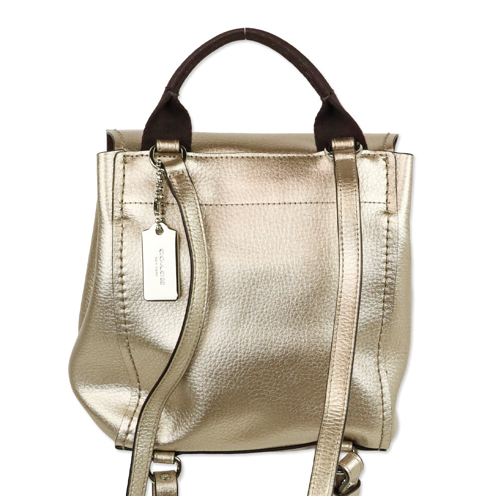 Coach F16605 Metallic Leather Mini Derby Backpack
