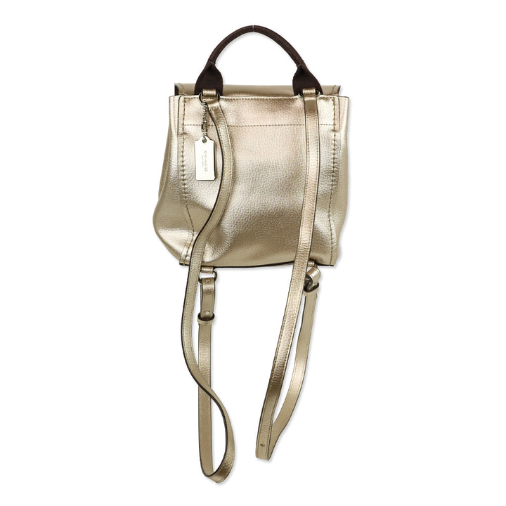 Coach F16605 Metallic Leather Mini Derby Backpack