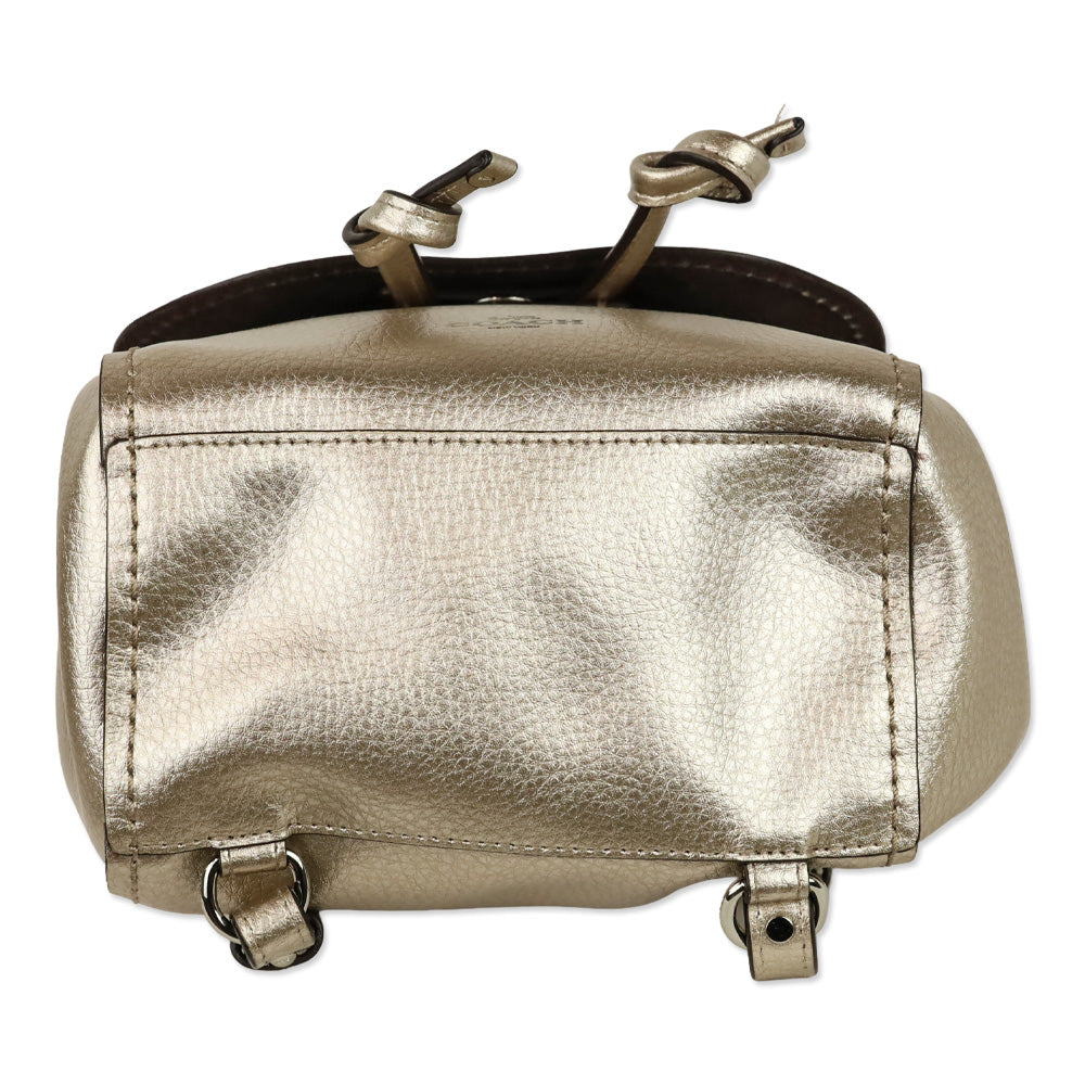 Coach F16605 Metallic Leather Mini Derby Backpack