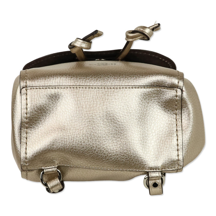 Coach F16605 Metallic Leather Mini Derby Backpack