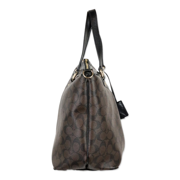 Coach F34614 Peyton Light-Gold/Brown/Black Signature Pleat Tote