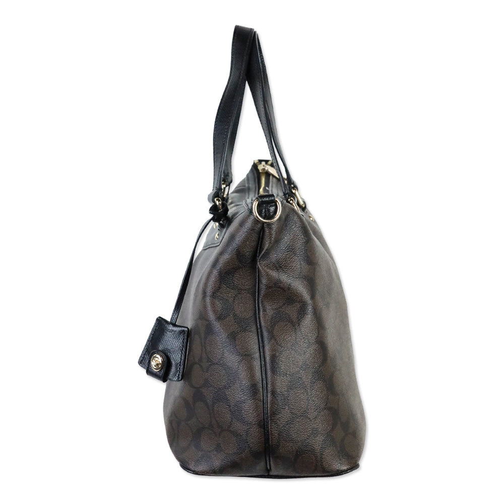 Coach F34614 Peyton Light-Gold/Brown/Black Signature Pleat Tote