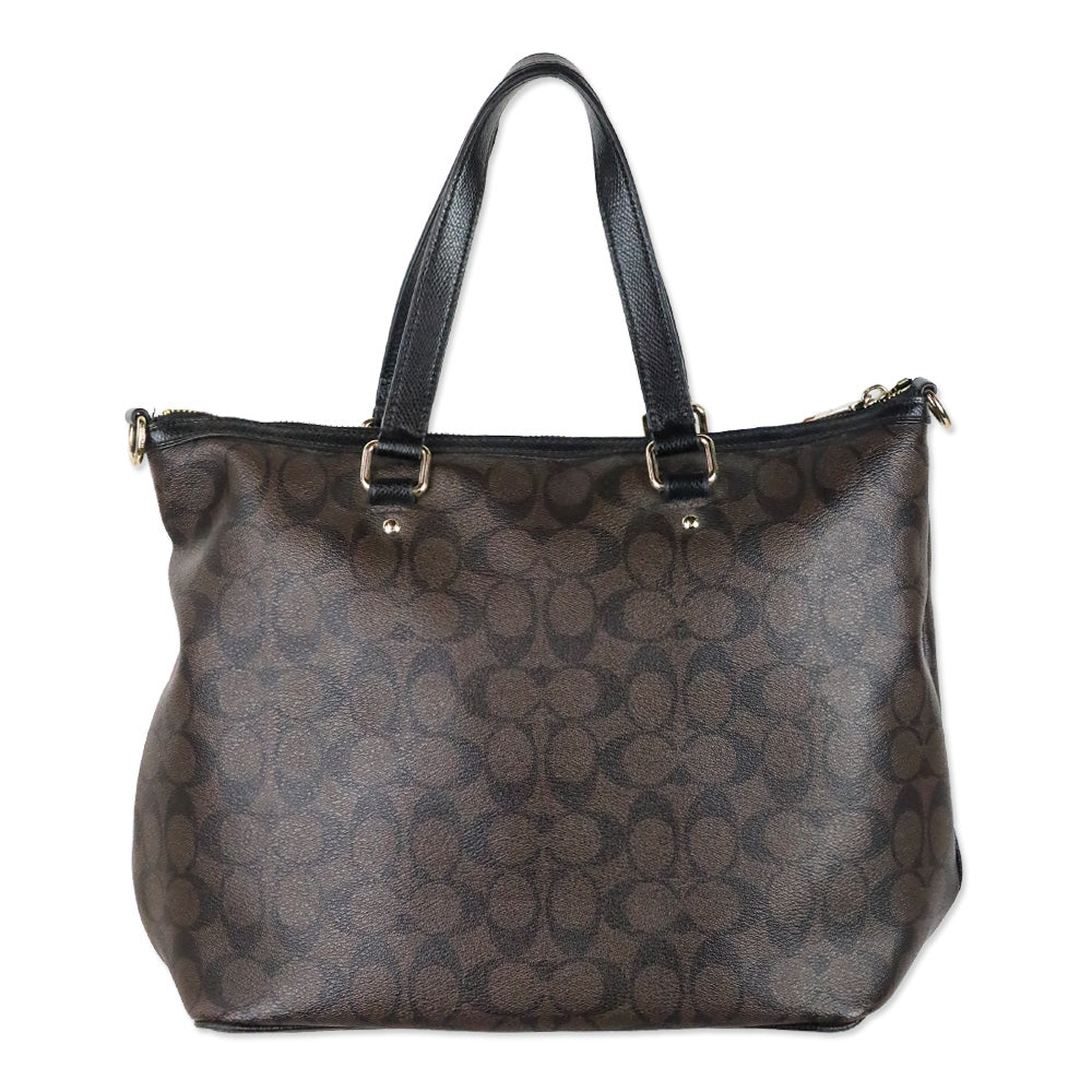 Coach F34614 Peyton Light-Gold/Brown/Black Signature Pleat Tote