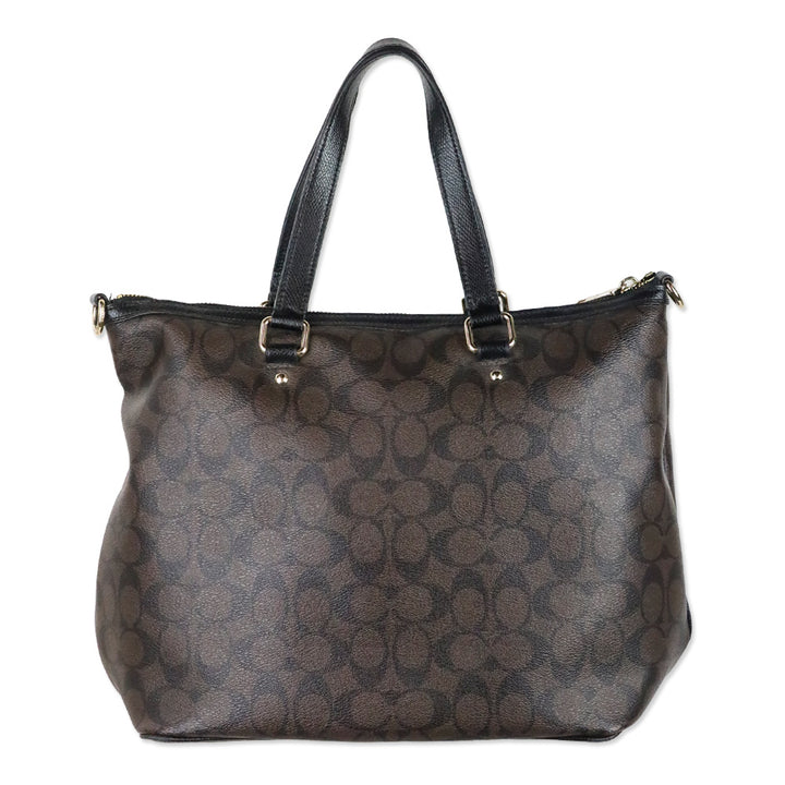 Coach F34614 Peyton Light-Gold/Brown/Black Signature Pleat Tote