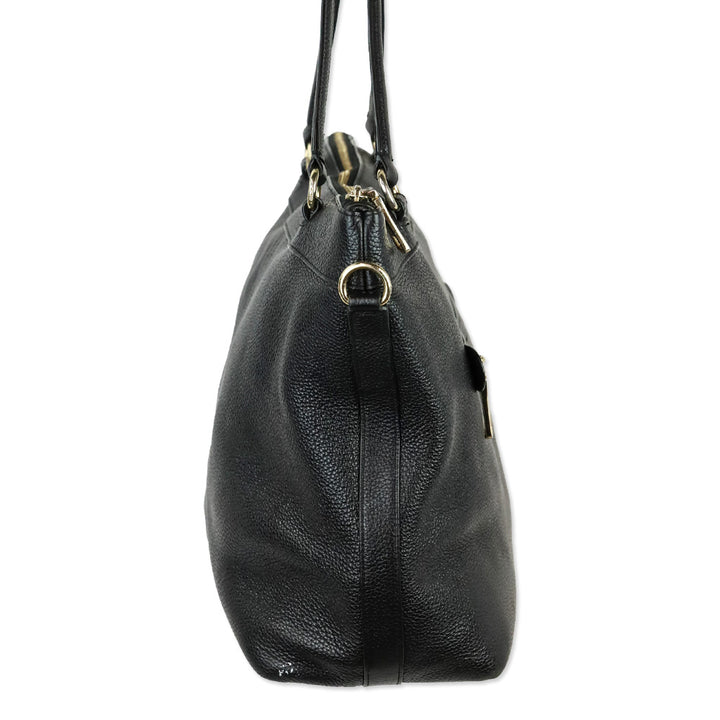 Coach F54687 Tyler Black Pebbled Leather Large Shoulder Bag