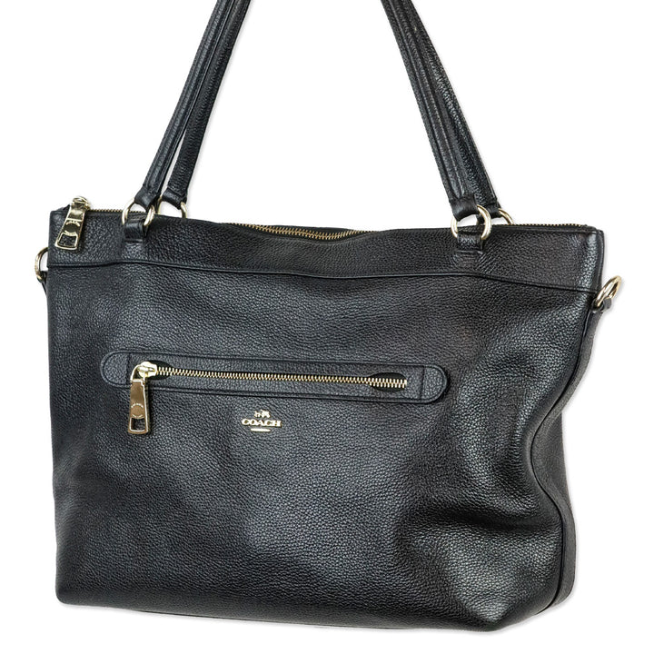 Coach F54687 Tyler Black Pebbled Leather Large Shoulder Bag