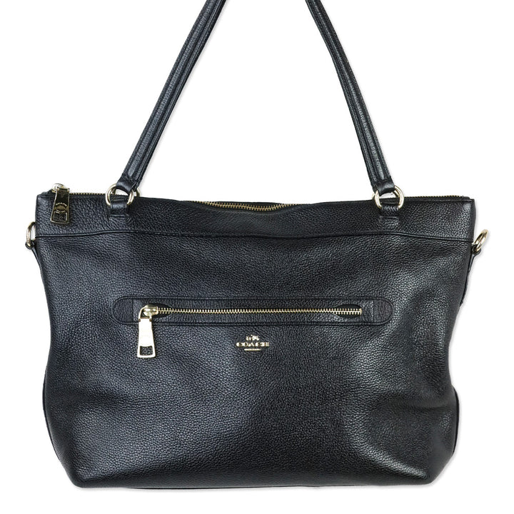 Coach F54687 Tyler Black Pebbled Leather Large Shoulder Bag