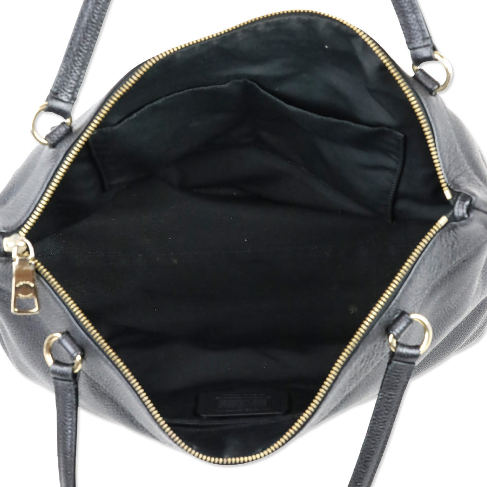 Coach F54687 Tyler Black Pebbled Leather Large Shoulder Bag