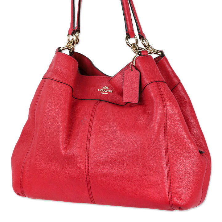 Coach F57545 Redish Pink Lexy Pebble Leather Shoulder Bag