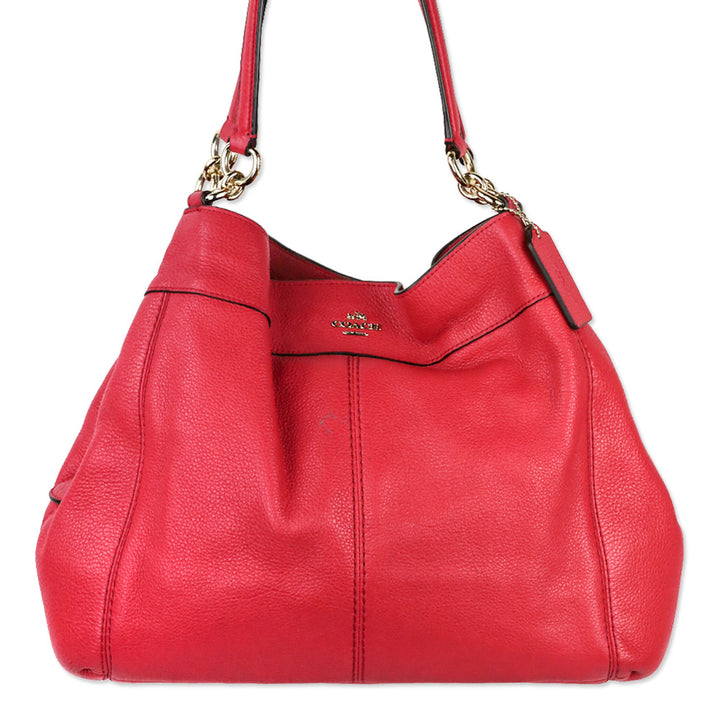 Coach F57545 Redish Pink Lexy Pebble Leather Shoulder Bag