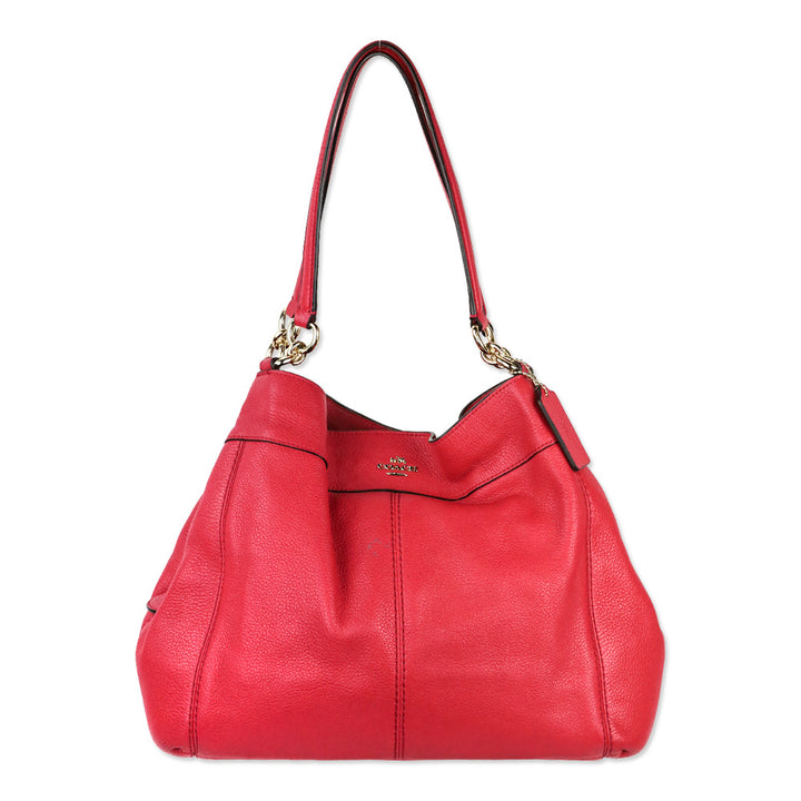 Coach F57545 Redish Pink Lexy Pebble Leather Shoulder Bag