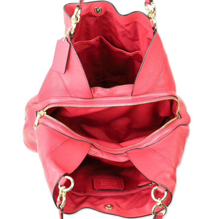 Coach F57545 Redish Pink Lexy Pebble Leather Shoulder Bag