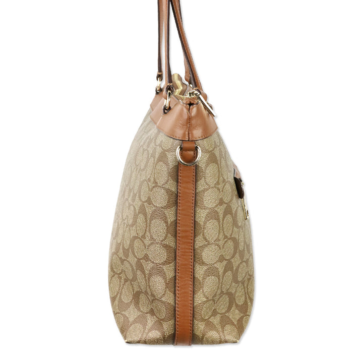 Coach F58286 Signature Coated Canvas Khaki Tyler Tote