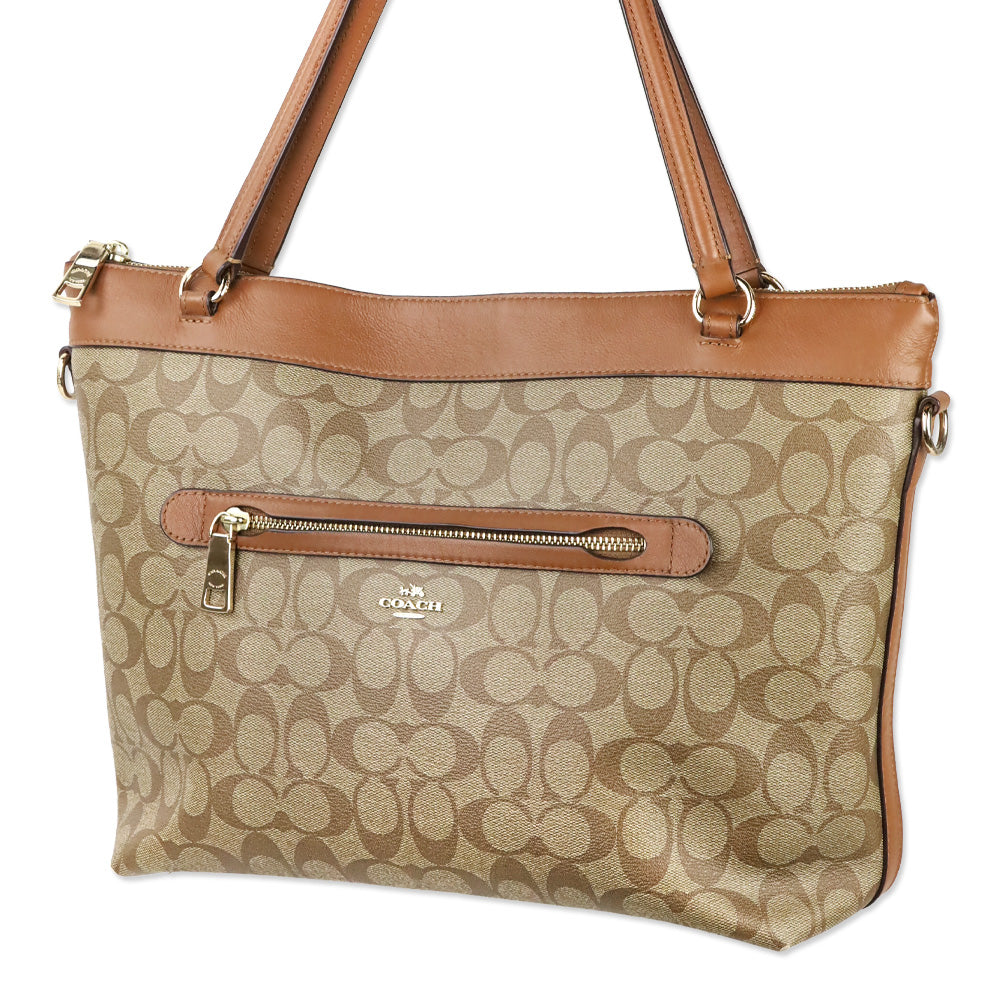 Coach F58286 Signature Coated Canvas Khaki Tyler Tote