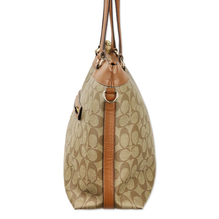 Coach F58286 Signature Coated Canvas Khaki Tyler Tote