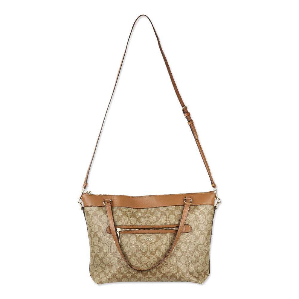 Coach F58286 Signature Coated Canvas Khaki Tyler Tote