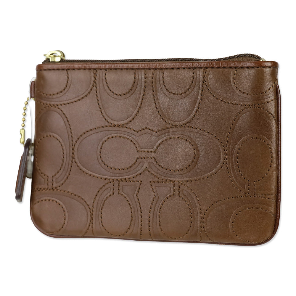 Coach Factory Brass/Tobacco Signature Leather Wristlet