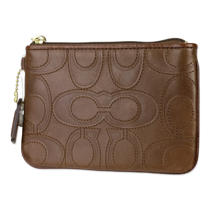 Coach Factory Brass/Tobacco Signature Leather Wristlet