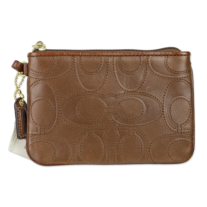 Coach Factory Brass/Tobacco Signature Leather Wristlet