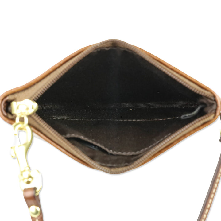 Coach Factory Brass/Tobacco Signature Leather Wristlet
