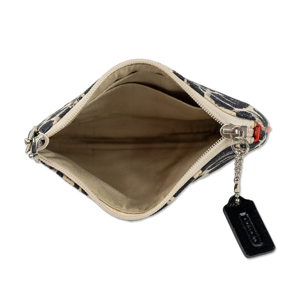 Coach Ocelot Cheetah Canvas Carnelia Leather Wristlet