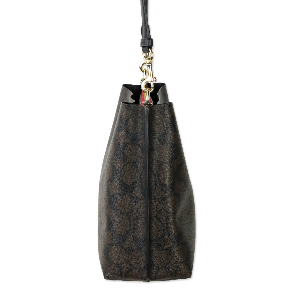 Coach Gold/Brown Black Signature Canvas Mollie Bucket Bag 22